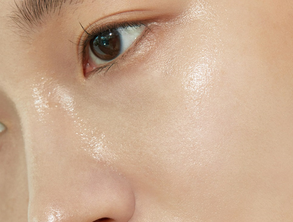 Close-up of glowing skin showcasing a healthy, radiant appearance, perfect for achieving K-beauty glass skin.