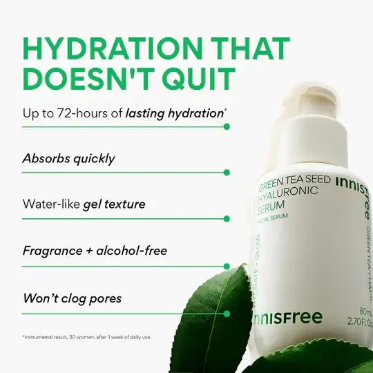 K-Beauty hydrating serum with green tea and hyaluronic acid NZ