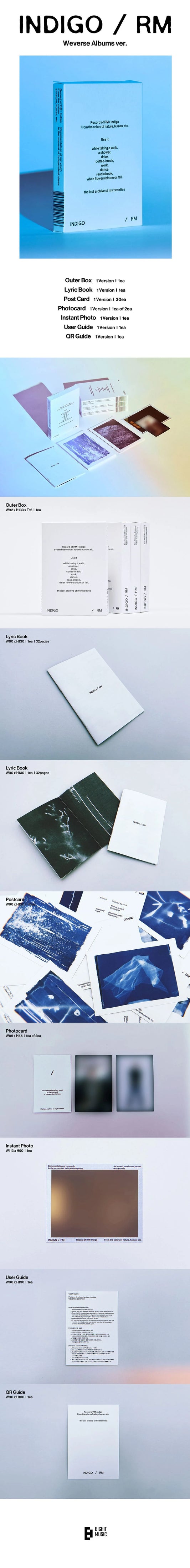 RM INDIGO Postcard Weverse Albums Ver. details| K-pop Album NZ
