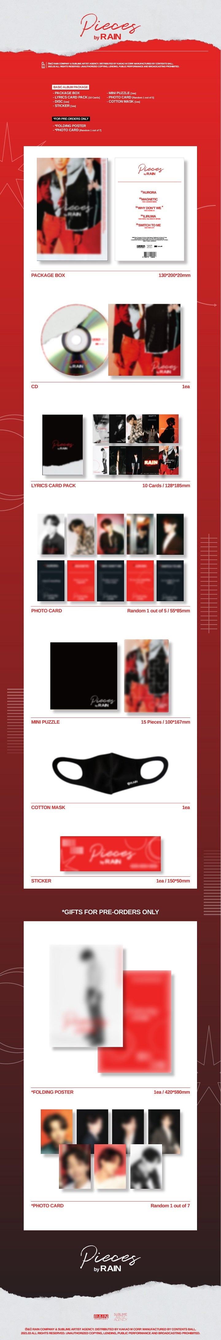 RAIN PIECES by RAIN Mini Album | K-pop Album NZ
