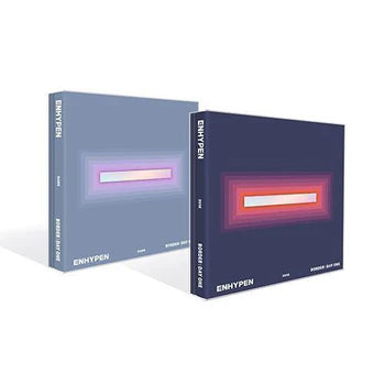ENHYPEN debut album BORDER : DAY ONE package, featuring dual cover designs in soft colors.