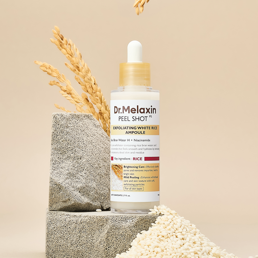 the viral #1 US TikTok shop ampoule brand from Korea, Dr. Melaxin exfoliating rice ampoule