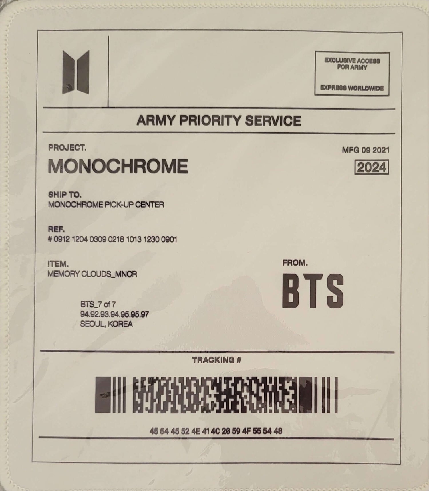 BTS - POP UP : MONOCHROME IN BANGKOK OFFICIAL MD MOUSE PAD - WHITE NZ