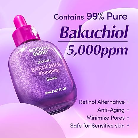 EQQUALBERRY Bakuchiol Plumping Serum 30ml – Plant-based retinol alternative for anti-aging and plumping