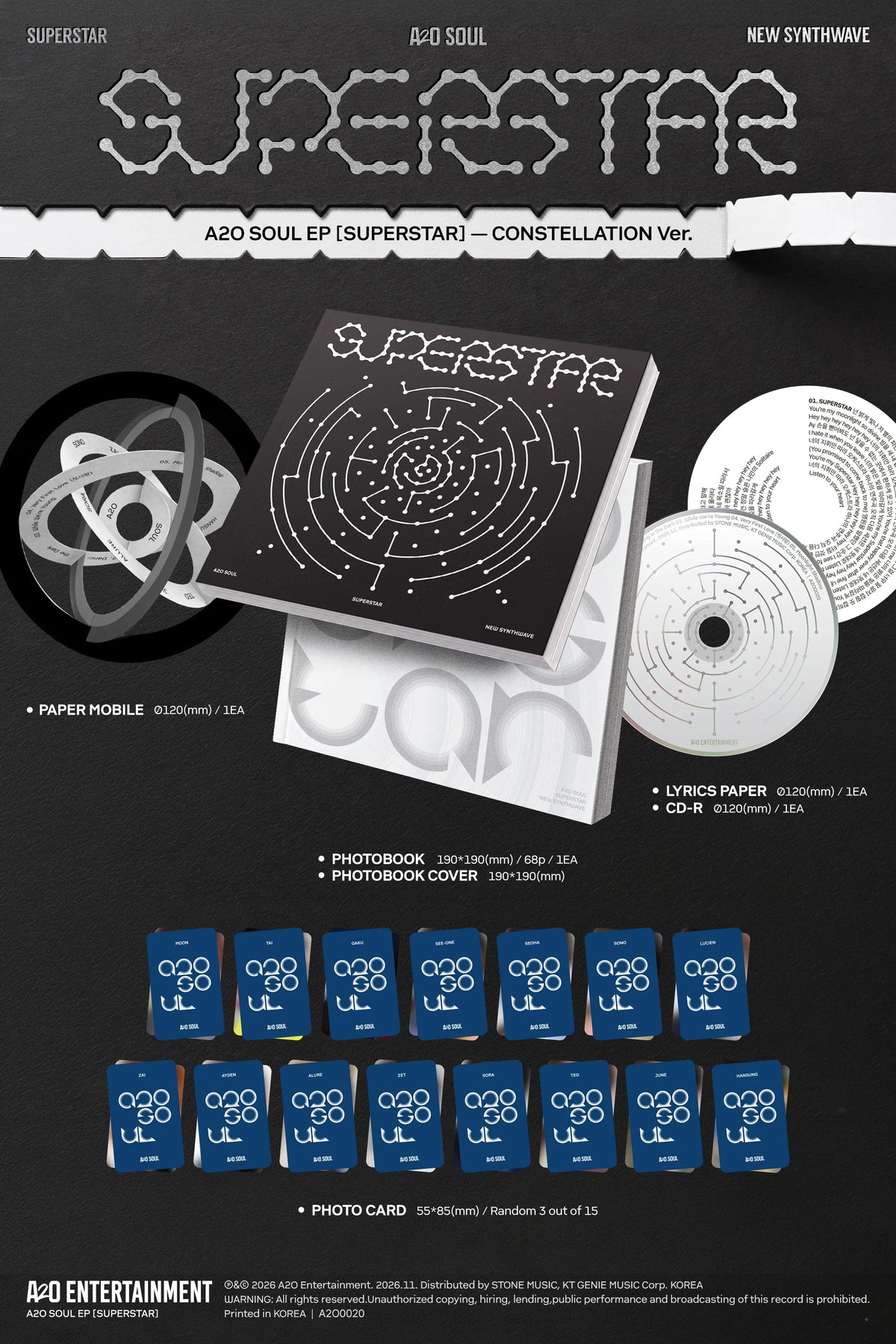 Shop A2O SOUL’s debut EP [SUPERSTAR] in New Zealand. Discover the 15-member boy group’s new synthwave sound and collectible album editions.
