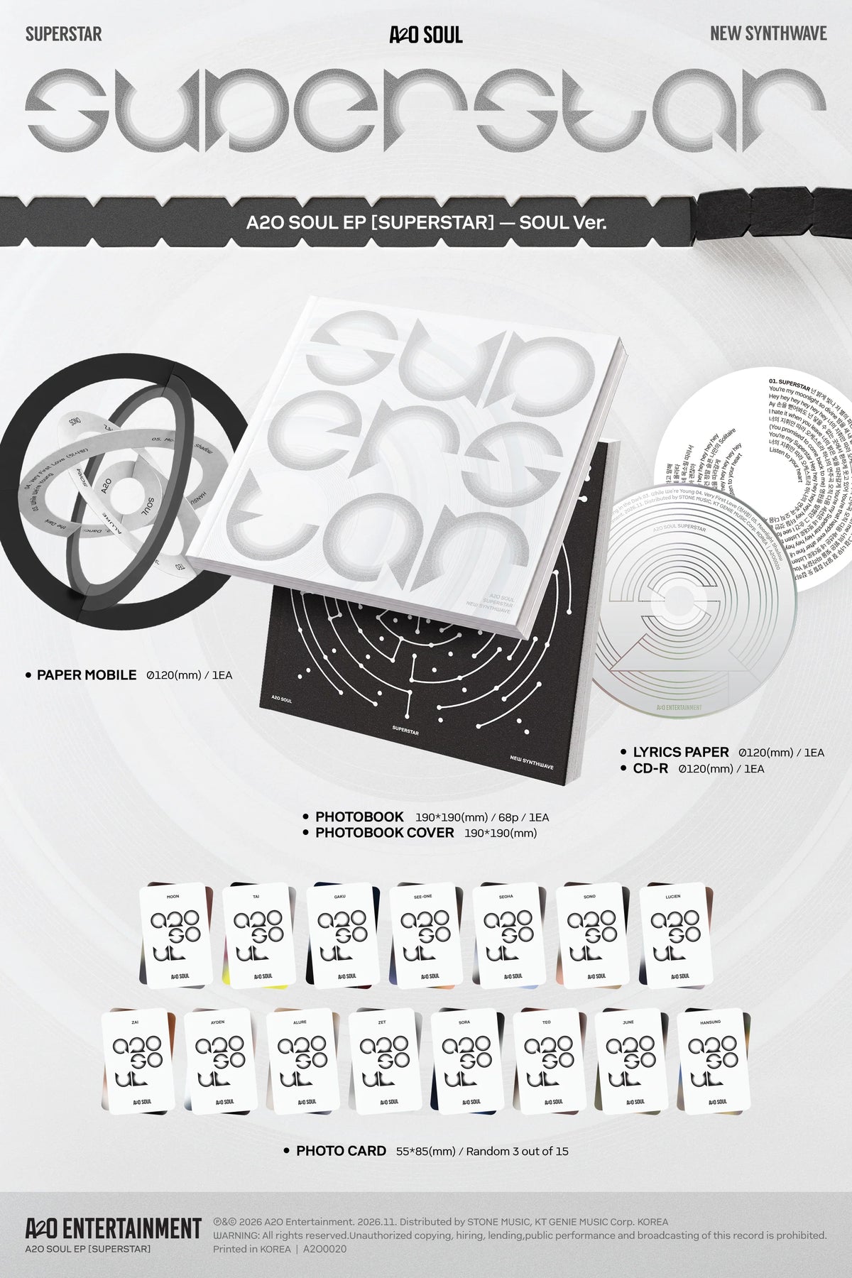 Shop A2O SOUL’s debut EP [SUPERSTAR] in New Zealand. Discover the 15-member boy group’s new synthwave sound and collectible album editions.