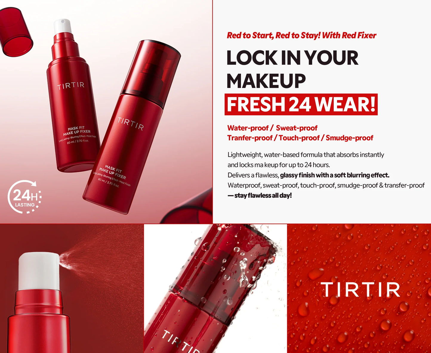 Makeup fixing spray for fresh, radiant skin