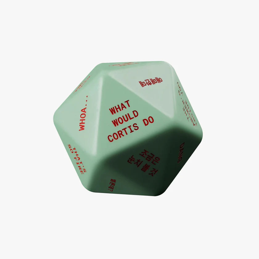 CORTIS themed green dice with text "WHAT WOULD CORTIS DO" featured in the 2nd EP [GREENGREEN] edition.
