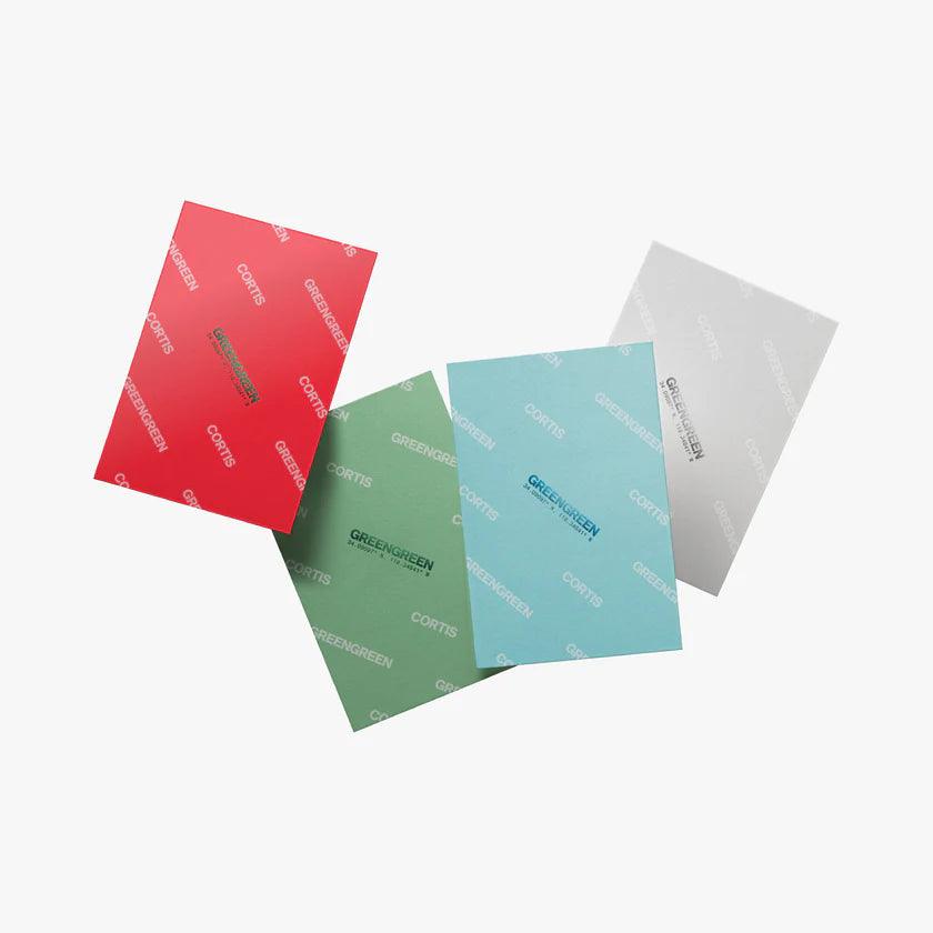 CORTIS - 2nd EP [GREENGREEN] album photo prints in various colors including red, green, blue, and white.
