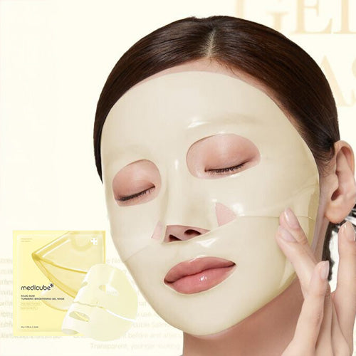 Applying MEDICUBE Kojic Acid Turmeric Brightening Gel Mask