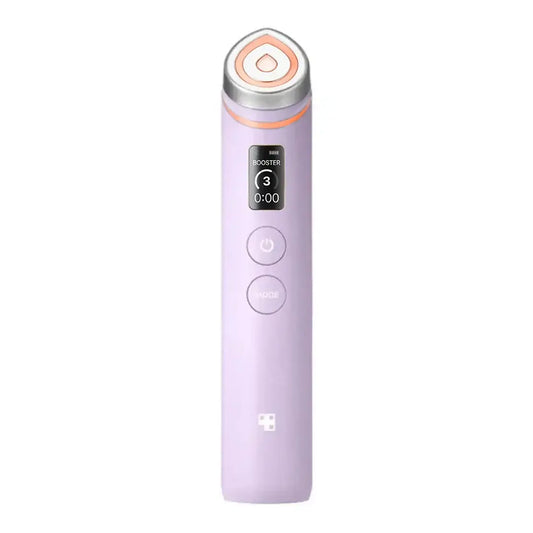 Medicube Beauty device - AGE-R BOOSTER PRO EX Purple front view with digital display and control buttons.