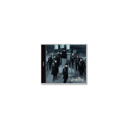 CD cover with a group of people in formal attire on a white background