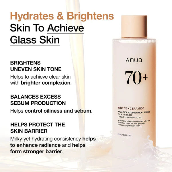 Anua RICE 70 GLOW MILKY TONER 250ML