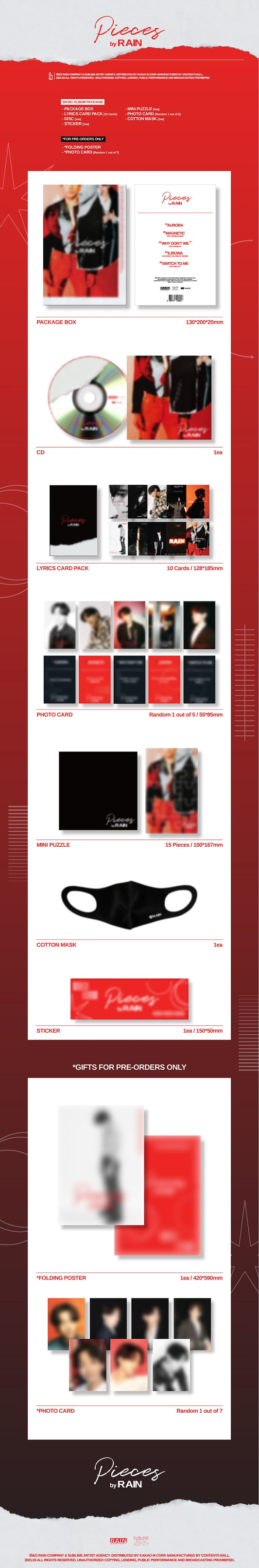 RAIN PIECES by RAIN Mini Album | K-pop Album NZ