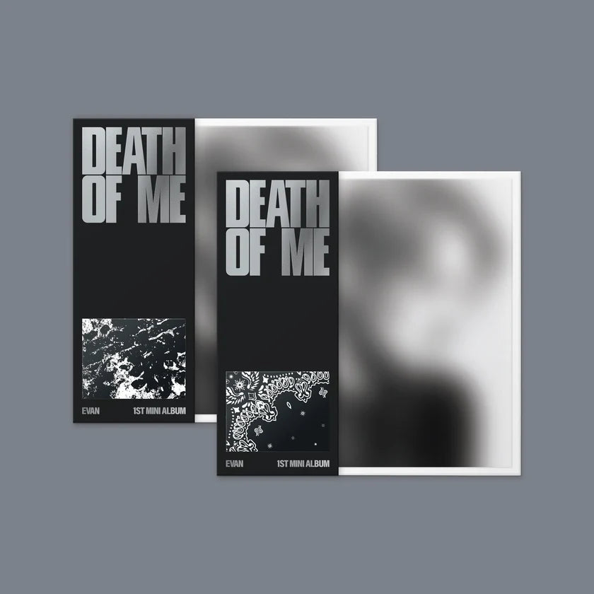 EVAN DEATH OF ME Bandana Ver. includes a collectible bandana, CD, paper sleeve, package and official photocard.