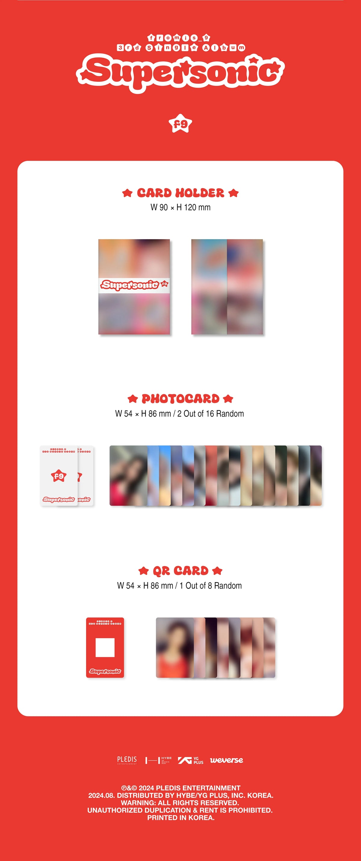 Product packaging for a 'Supersonic' card holder with various card types on a red background.