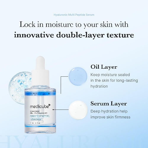 Anti-aging K-beauty serum with hyaluronic acid and peptides